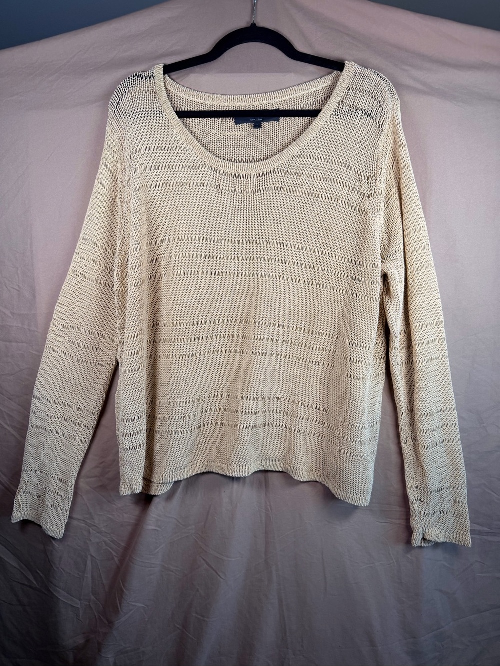 Rag & Bone Ivory Open Knit Sheer Sweater Lightweight Coastal Large